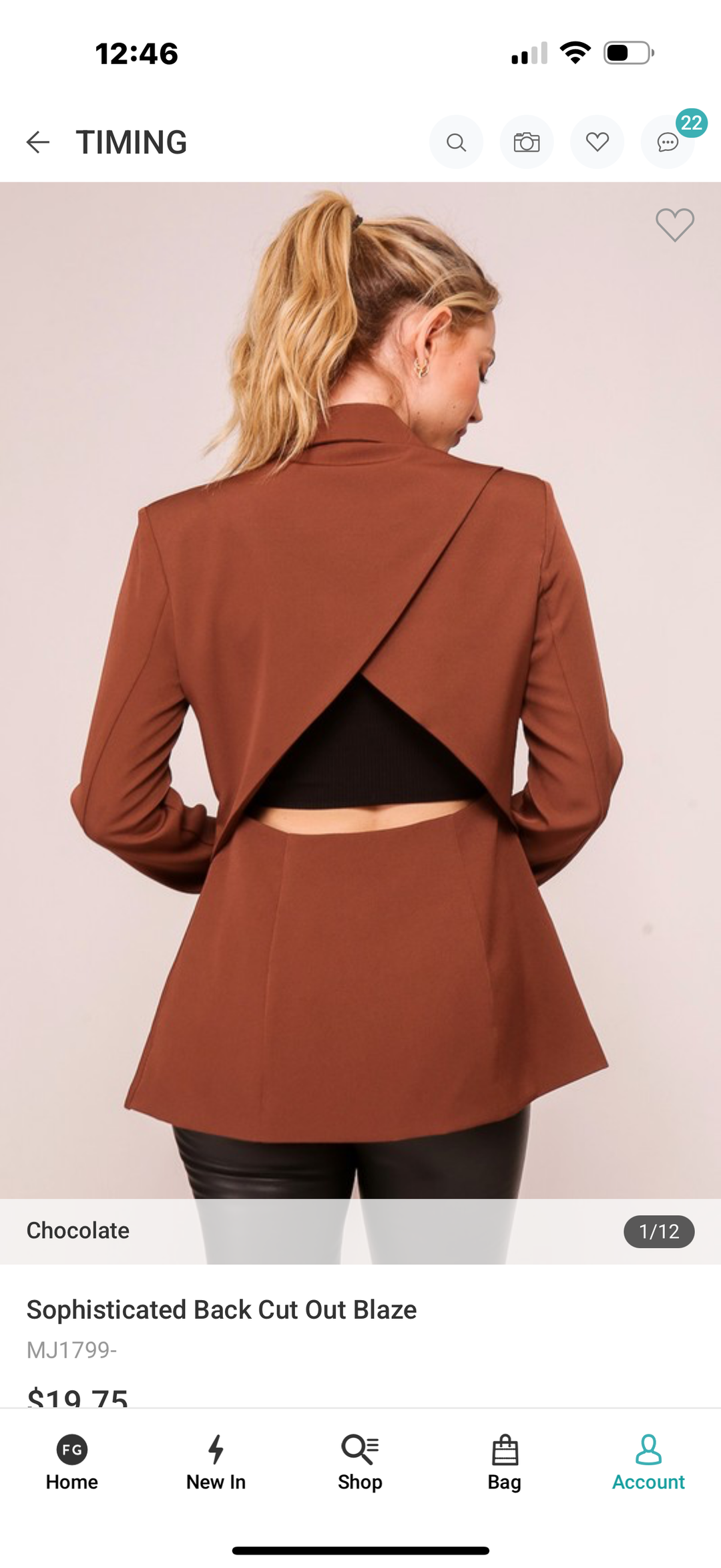 Chocolate Back-Cut Out Blazer