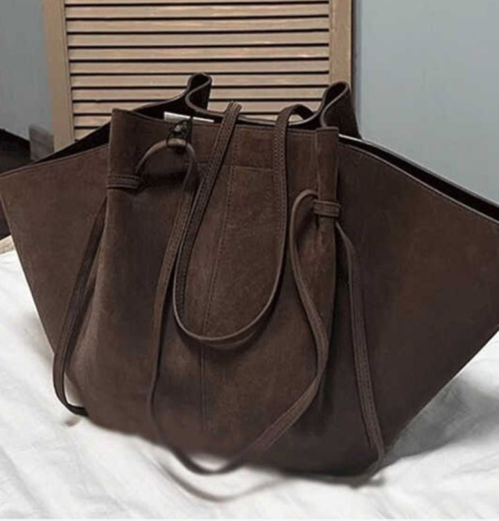 Brown Suede Tote Bag