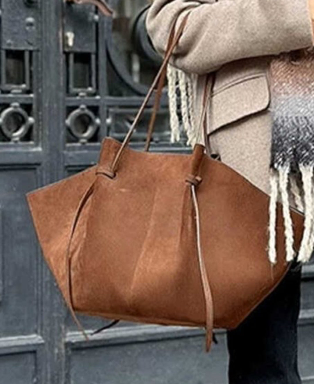 Brown Suede Tote Bag