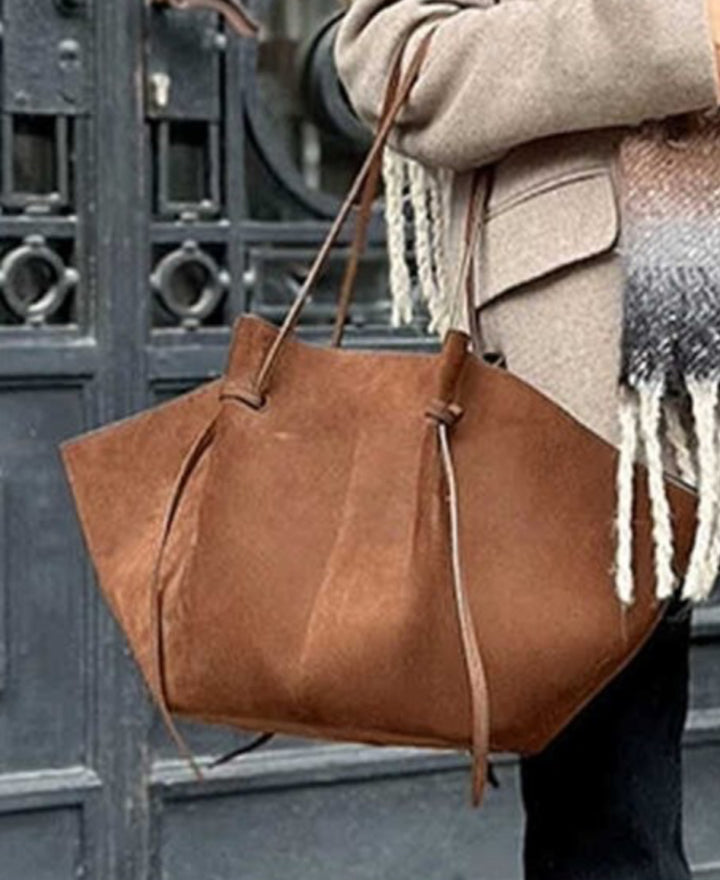 Brown Suede Tote Bag
