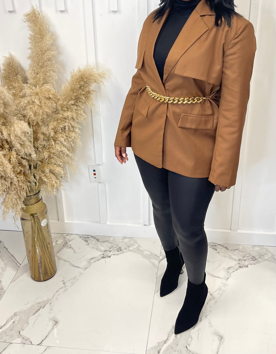 Brown Flare Pocket Blazer Dress Partake Fashions Brown Flare Pocket Blazer Dress Partake Fashions