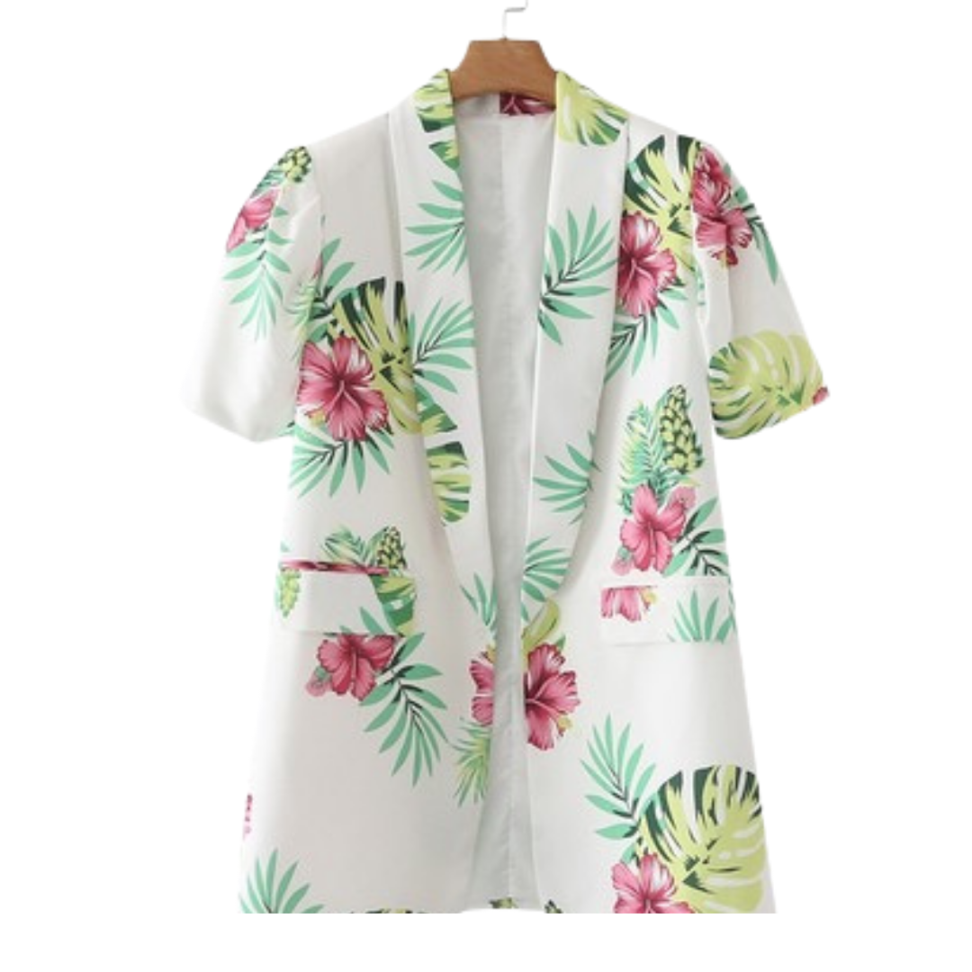 Oversized Short Sleeve Tropical Blazer